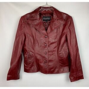 Wilsons Leather Maxima Women's Red Genuine Blazer Jacket Size L New Without Tags